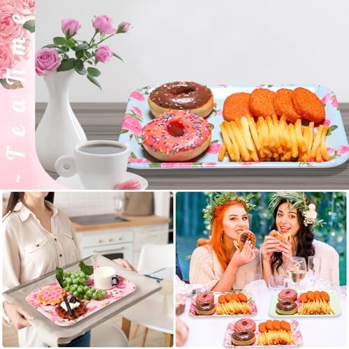 4 Pieces Flowers Serving Trays Melamine Platters