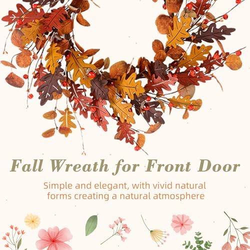 YNYLCHMX 20" Fall Wreath for Front Door, Eucalyptus and Berry Decor