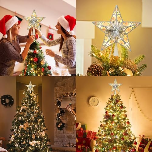 BrizLabs Star Christmas Tree Topper with 10 Lights, 9" Lighted Xmas Treetop