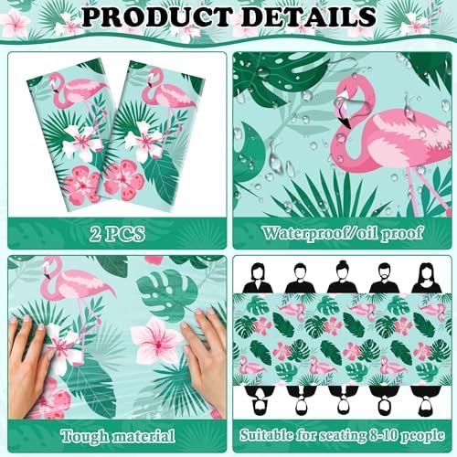 OHOME Luau Party Decorations - Plastic Tablecloth for Tropical Party Decorations | Love Island Hawaiian Themed Palm Leaves Summer Beach Favors Supplies,2 Pack