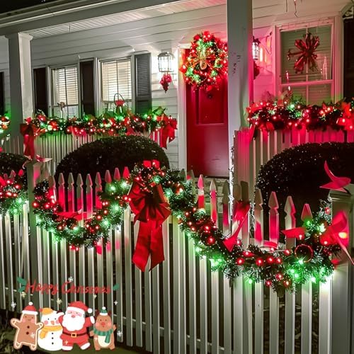 JMEXSUSS 163ft Clear Wire 500 LED Red and Green Christmas Lights