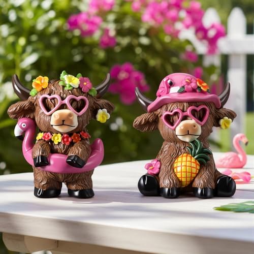 Karenhi 2 Pcs Flamingo Figurines Resin, Summer Decorations Tabletop Home