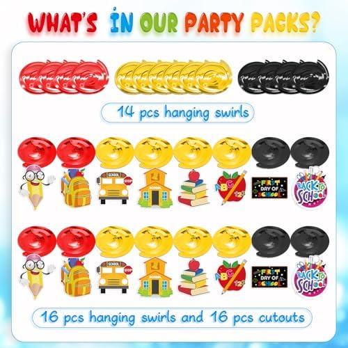 Back to School Hanging Swirls, 46 Pcs