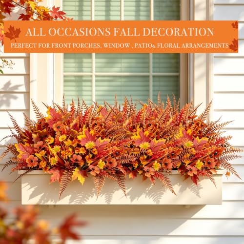 16 Bundles 5 Styles Artificial Fall Flowers for Outdoors Fall Decoration