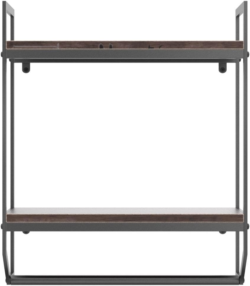 2-Tier Metal Industrial 23.6" Bathroom Shelves Wall Mounted,Rustic Wall Shelf Over Toilet,Towel Rack with Towel