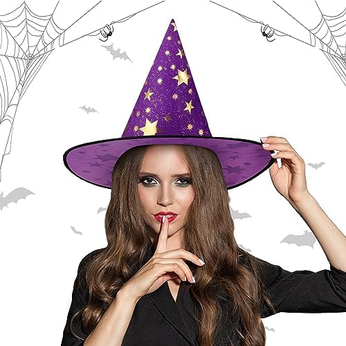 Newcotte 16 Pieces Witch Hats Halloween Costumes for Women Men Modern Witch Hats Fancy Dress Party Decorations