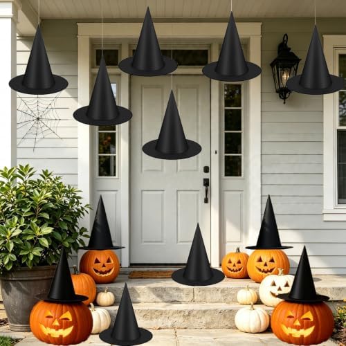 12PCS Halloween Witch Hats Witch Costume Accessory, Black Witch Hat for Halloween Party Decoration