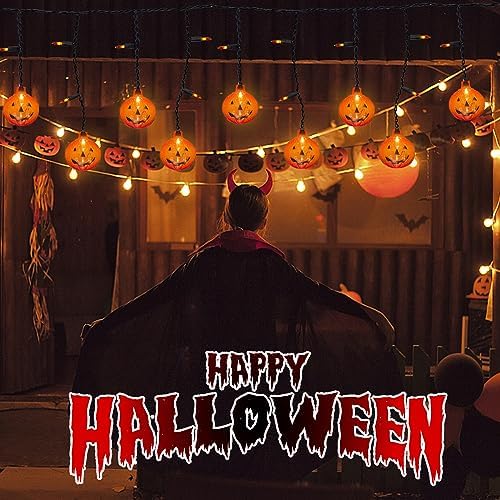 Halloween Pumpkin Icicle Lights, 7Ft Outdoor Halloween Decorations String Light with 10 Pumpkin Light 15 Mini Orange Bulbs, Plug in Pumpkin Curtain Lights for Indoor Outdoor Patio Party Holiday