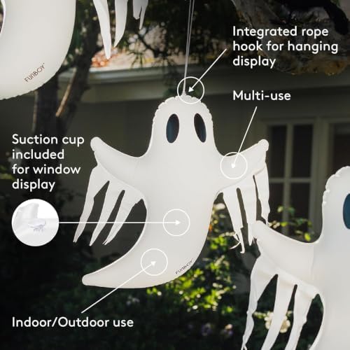 FUNBOY Hanging Ghost Halloween Decorations, Outdoor Décor, 3 Pack