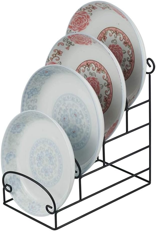 4-Tier Metal Scrollwork Dish Rack Plate Rack Display Stand Holder Cabinet / 4 Tier / Set of 2