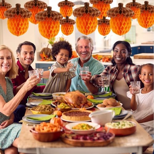 15Pcs Fall Acorn Honeycomb Decorations, Thanksgiving Decor