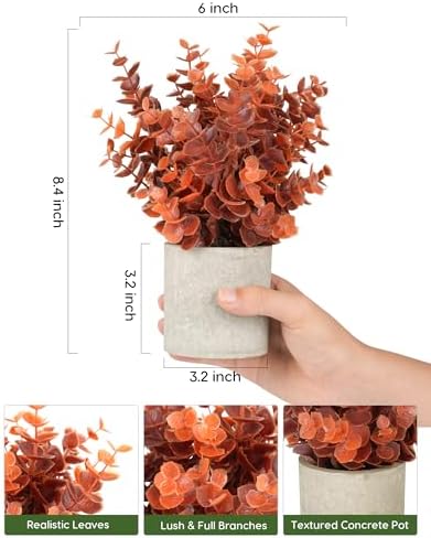 Velener 2 PCS Small Fake Eucalyptus Plant Artificial Potted Plants Indoor for Desk, Shelf, Home Decor Realistic Faux