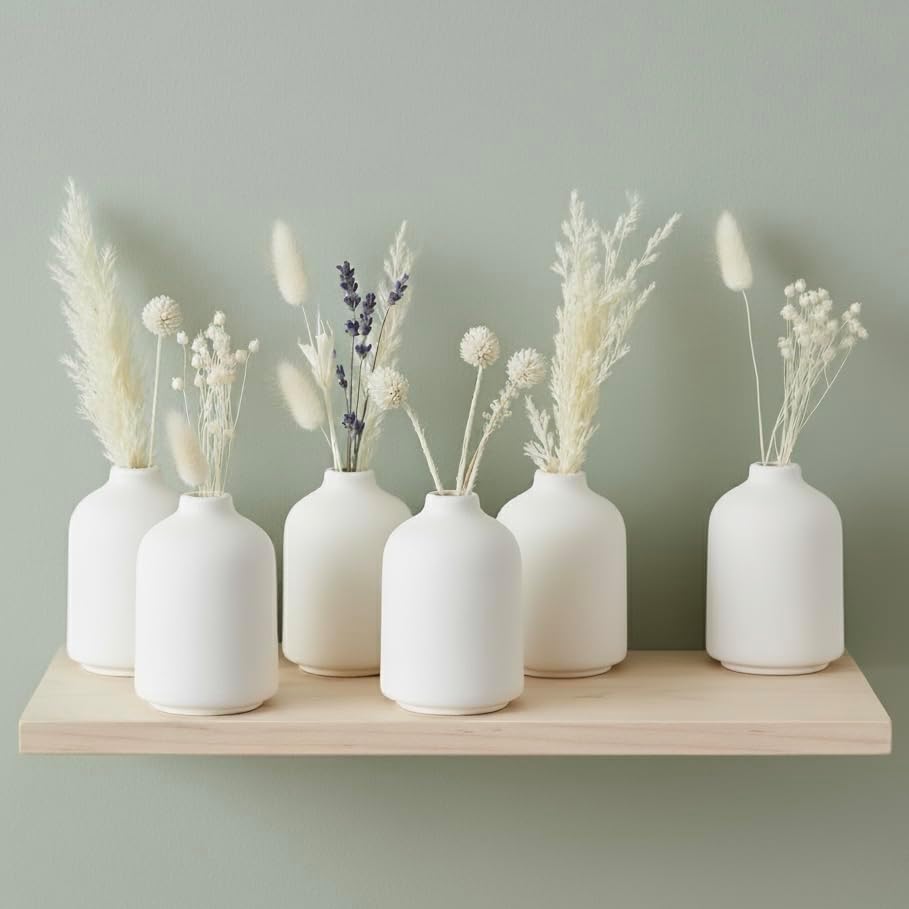 Mini Ceramic Vases / White / Set of 6