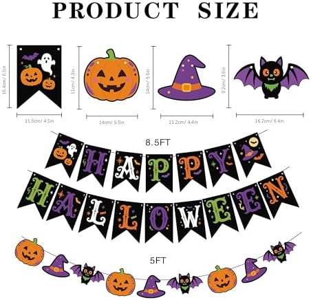 Halloween Banner Spooky Horror Bunting Garland Party Decorations for Indoor Fireplace Mantle Wall Home Decor