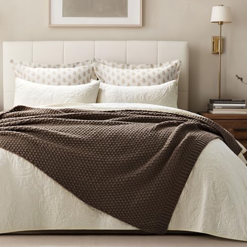 EVERGRACEHOME Chunky Chenille Knit Throw Blanket, 50 x 60, Cocoa Brown