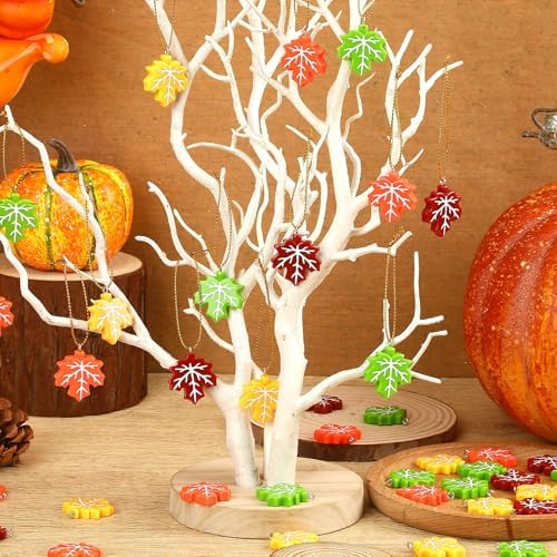 48Pcs Fall Ornaments, Maple Leaf Ornaments for Small Tree