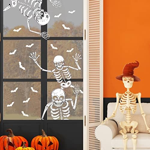 CESOF Giant Halloween Window Clings Decorations, 8 Sheets 6 Skeleton 74 Pcs