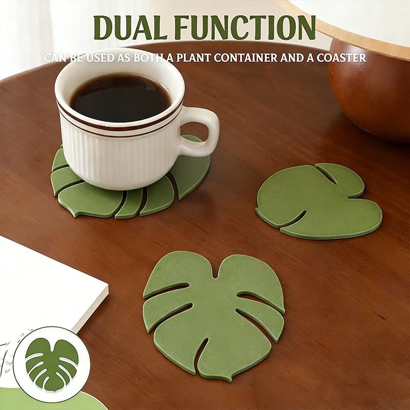 Waterproof Reusable Tropical Plant Coasters / Have A Basin / Set of 4