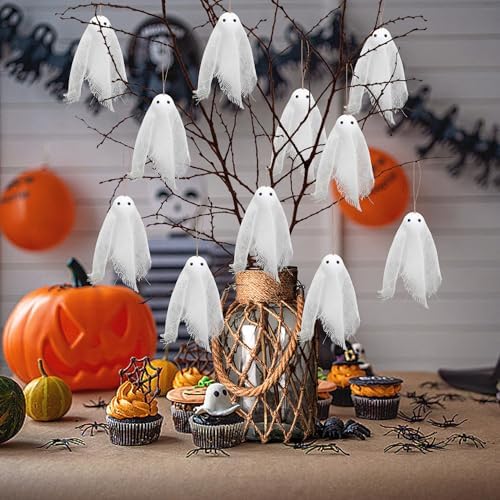 16Pcs Halloween Ghost Hanging Ornaments, Small Hanging Ghosts Tree Ornament