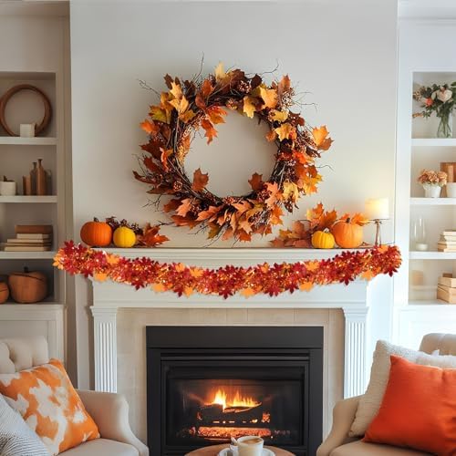 50Ft Fall Maple Leaves Garland Decorations Glitter Tinsel Leaf Thanksgiving