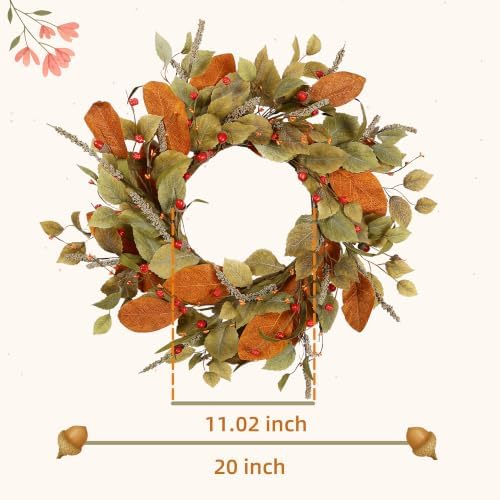 YNYLCHMX 20" Fall Wreath for Front Door, Eucalyptus and Berry Decor