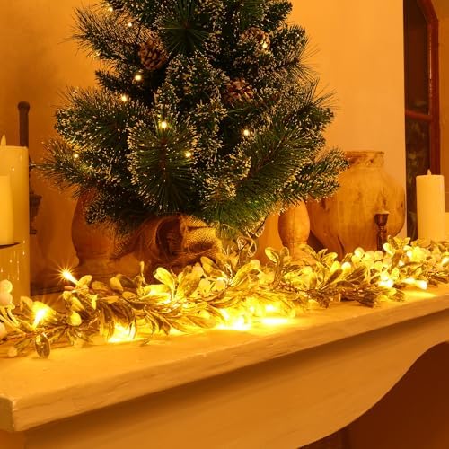 Joyhalo 5.9FT Christmas Garland with Lights Battery Operated