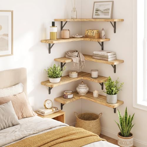 Fixwal Conner Shelves Wall Mounted for Decor, Carbonized Black 5pcs