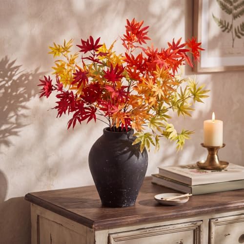 Suncalla 5 Pcs 31" Fall Artificial Japanese Maple Stem, Golden Orange