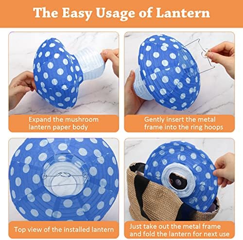 Windspeed 4Pcs Mushroom Shaped Paper Lanterns 8 &12 Inch Mushroom Lanterns