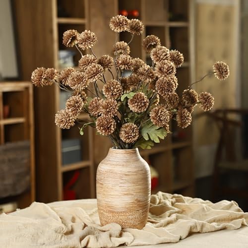 DuHouse 9pcs Faux Silk Pompon Mum Small Chrysanthemum Ball