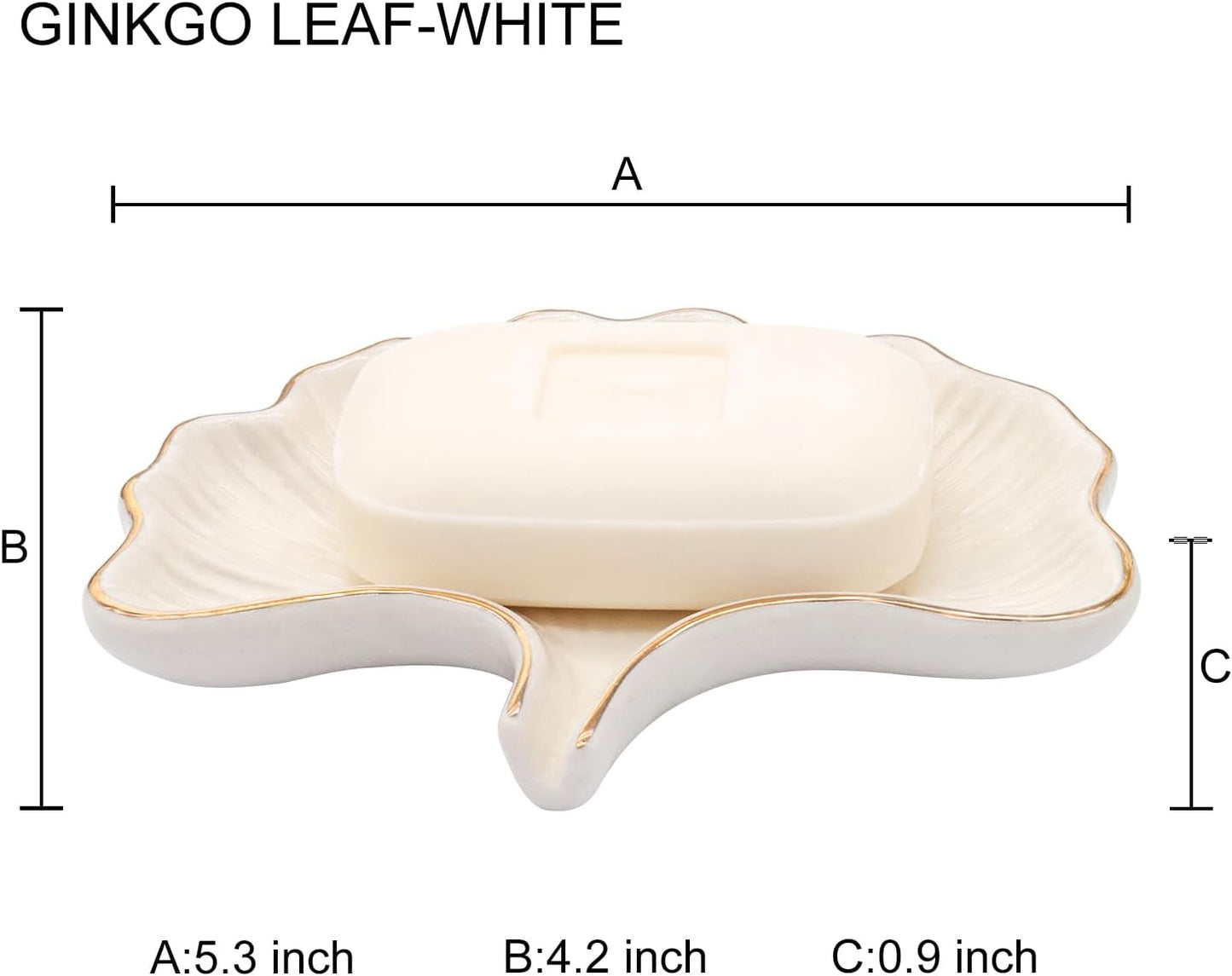 Ginkgo Leaf Style Ceramic Self Draining Soap Dish Waterfall Soap Dish Soap Savers