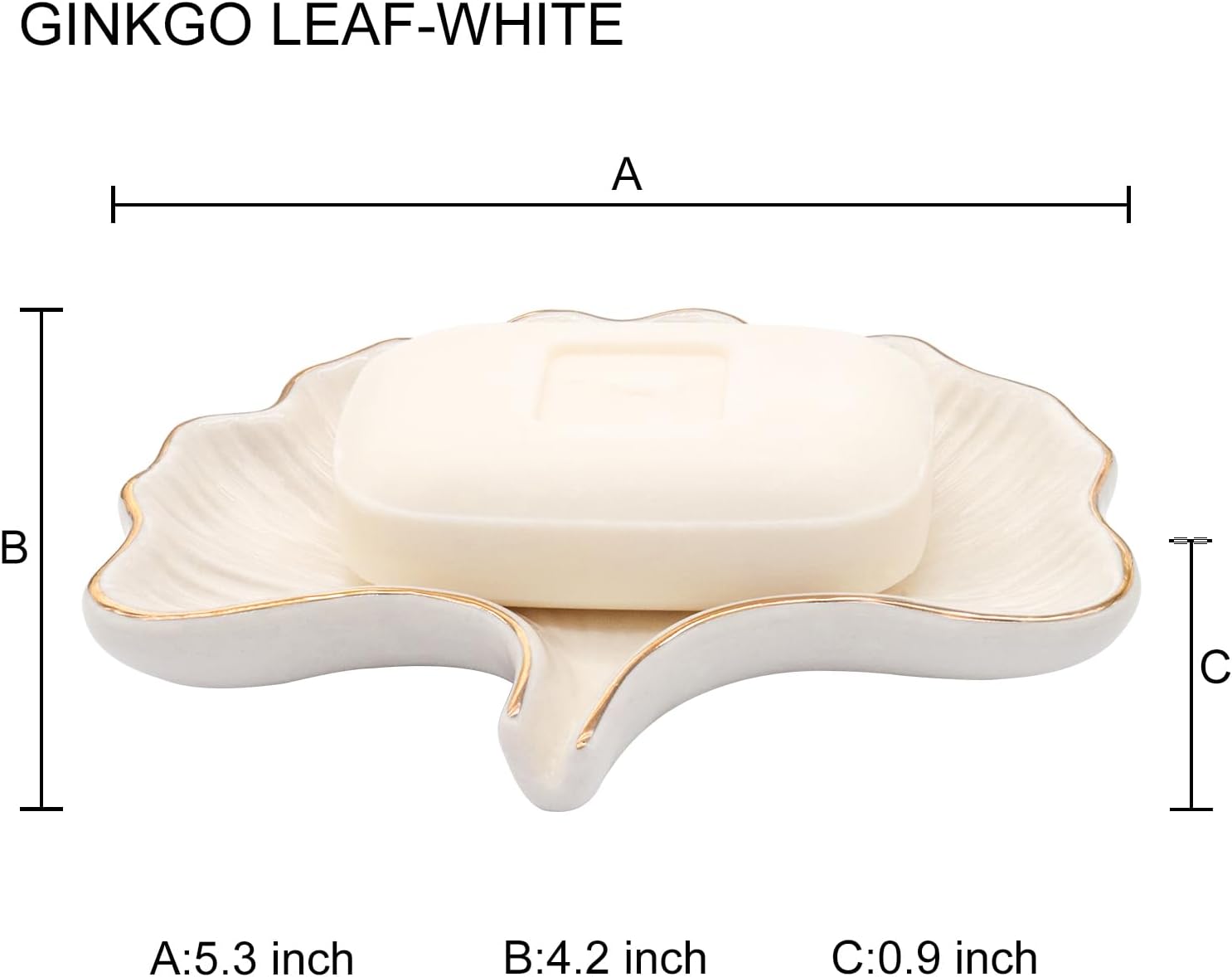 Ginkgo Leaf Style Ceramic Self Draining Soap Dish Waterfall Soap Dish Soap Savers