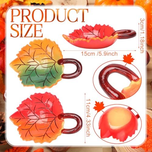LemonRoad 2 Pcs Fall Thanksgiving Maple Leaf Candy Dishes, Resin Bowls