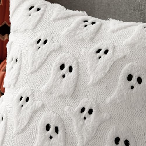 MIULEE White Halloween Pillow Covers Cute Ghost Decor Set of 2 16x16