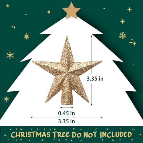 SUNEZLGO Mini Christmas Tree Topper, 3.35 Inch Small Star Treetop, Small Christmas Tree Top, Mini Christmas Tree Ornaments, Ornaments for Tree, Tree Star for Xmas Holiday Party Home Decoration