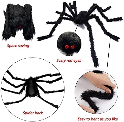 Halloween Decorations - 295" Halloween Spider Web Decorations Outdoor + 59" Giant Fake Spider with Triangular Huge Spiders Web - Scary Decor Clearance for Yard, Patio, Garden, Haunted House Décor