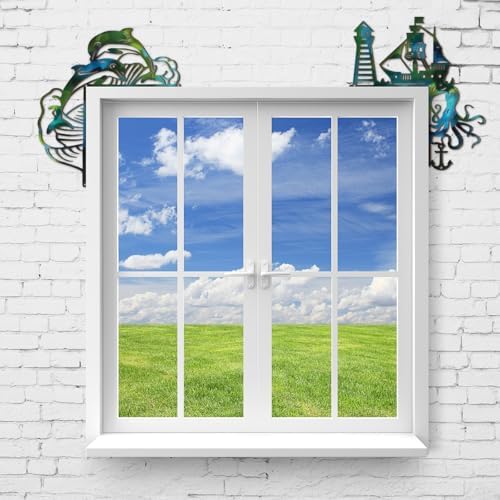 MorningRo 4 Pcs Ocean Themed Door Frame Topper Metal Wall Art