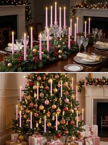 Treela Battery Operated LED Taper Candles,Basic,11 Inch,Pink