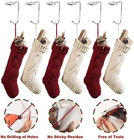 Christmas Stocking Holders for Mantle, 6 Pack Mantel Stocking Hangers
