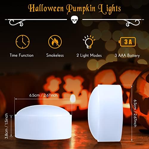 Riakrum 6 Pack Halloween Pumpkin LED Lights, White