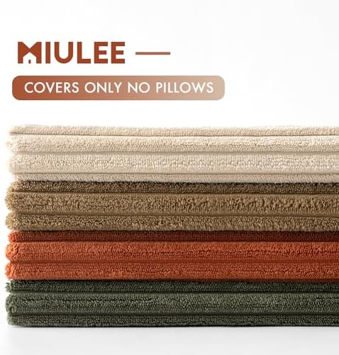 MIULEE Fall Corduroy Decorative Throw Pillow Covers Rust-Olive Green 16x16