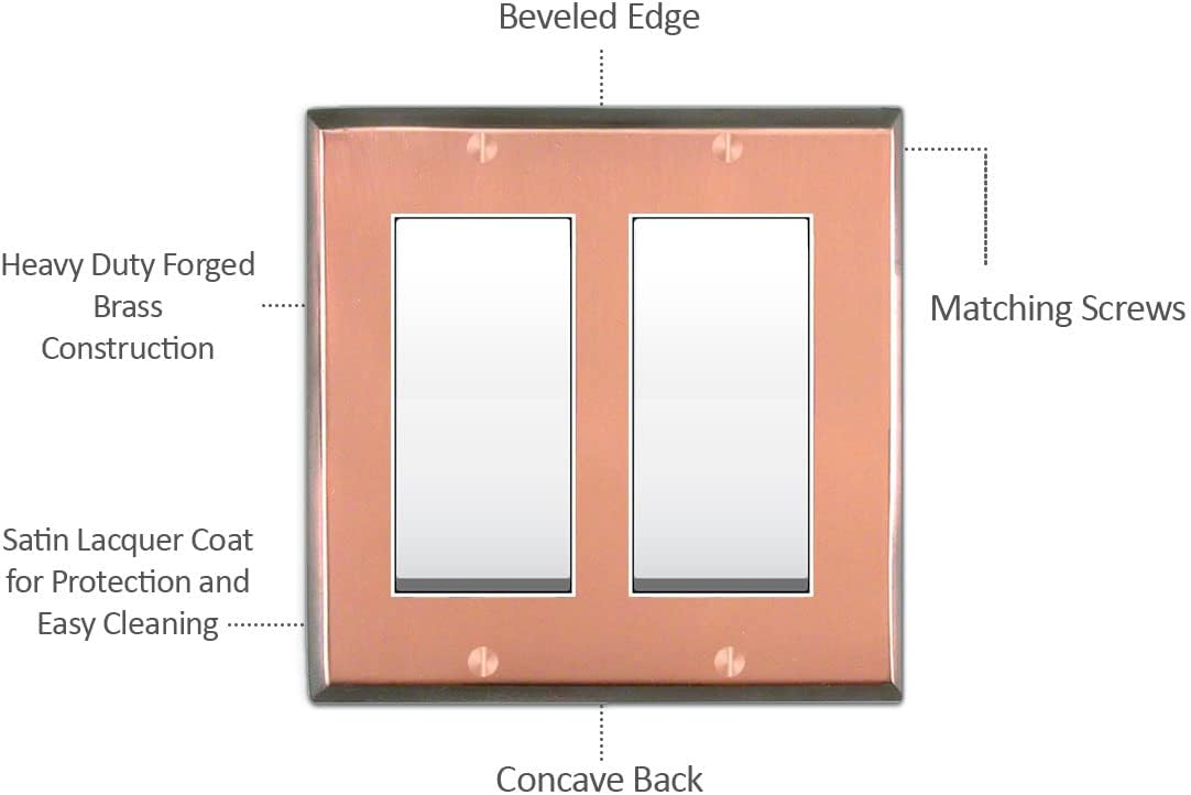 Pink Antique Copper Outlet Wall Plate | 2 Toggle - 1 GFI Rocker | 6.25" x 4.5" | Hand-Polished Brass Construction