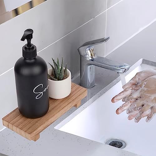 Wood Bathroom Tray Farmhouse Decor Kitchen Soap Holder, 8.7"x3.6" Brown