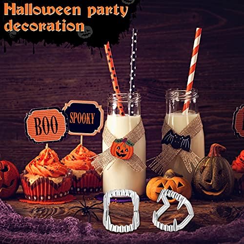 Set of 6 Halloween Napkin Ring Holder Buckle Vampire Fangs Teeth Napkin Rings Metal Alloy Napkin Rings Spooky Napkin Holder Ring Serviette Ring Holders for Halloween Party Dinner Table Decor (Silver)