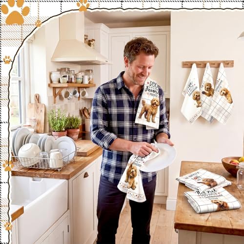 Redbaker 6 Pcs Goldendoodle Kitchen Towels Dish Towel Gifts for Dog Lovers