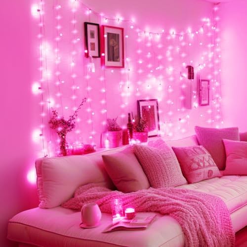 Minetom Curtain Lights, 300 LED Dimmable Twinkle Fairy Lights, 8 Modes
