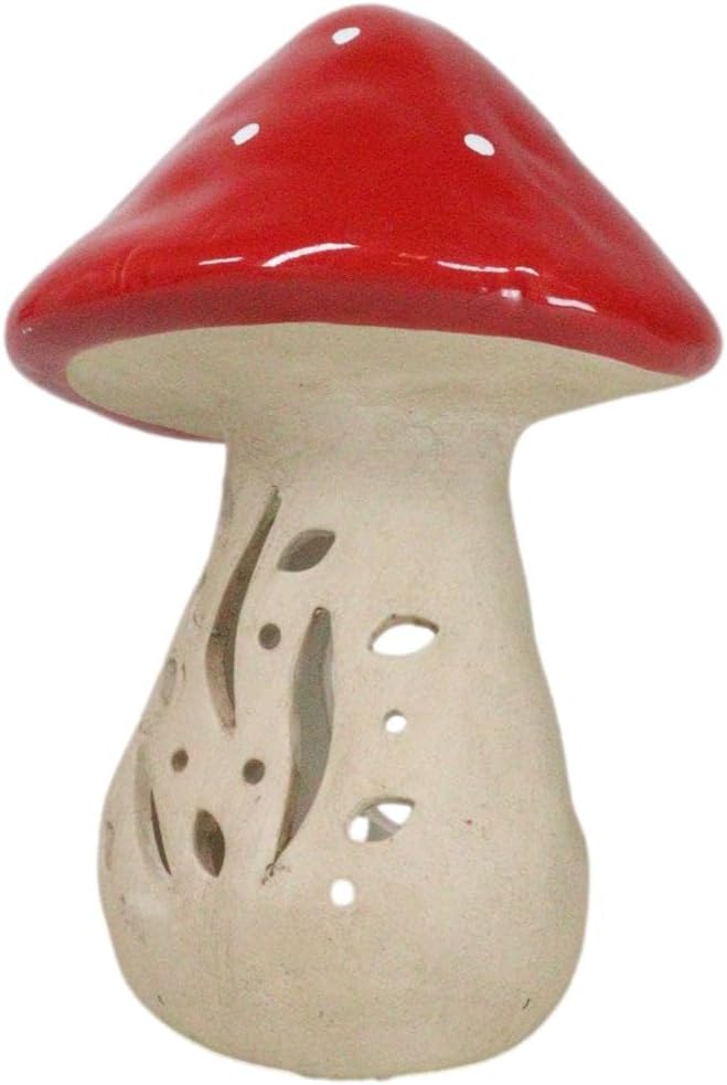 Whimsical Cottage Wicca Witchcraft Magic Toadstool Mushroom Ceramic Votive Tea / Red / Set of 2