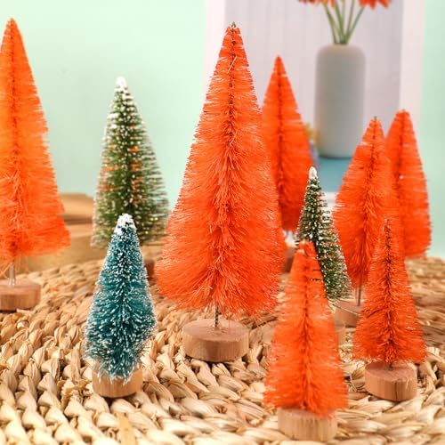 8Pcs Artificial Mini Christmas Trees, Miniature Sisal Pine Trees