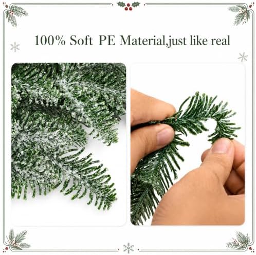 4 Pcs Extra-Long Snow Christmas Teardrop Swag, Artificial Frosted Door Swag