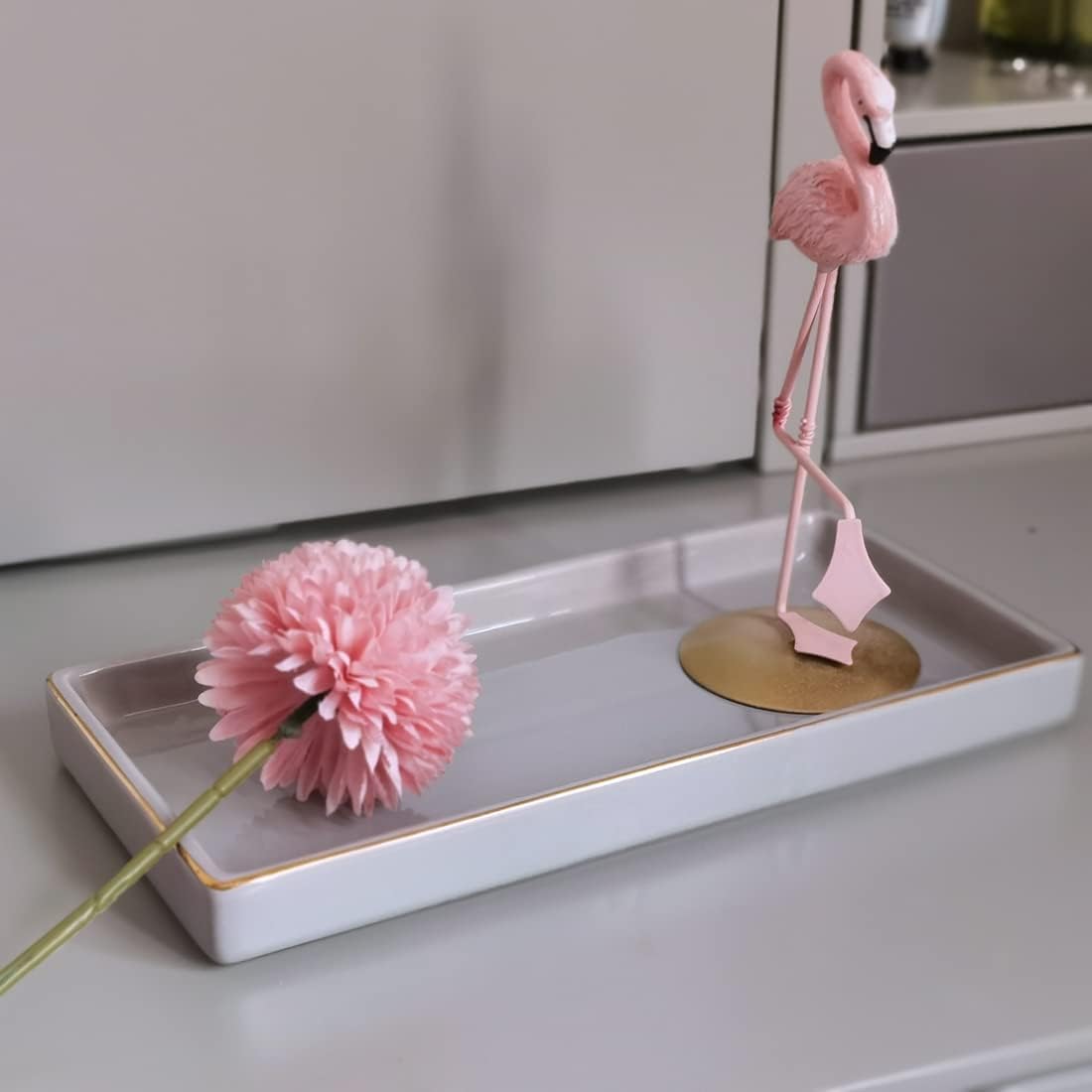 Ceramic Bathroom Tray for Countertop / Gray / 10 x 5